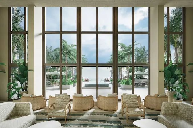Living room with tall windows, CMR Construction Group, Key Biscayne remodeling