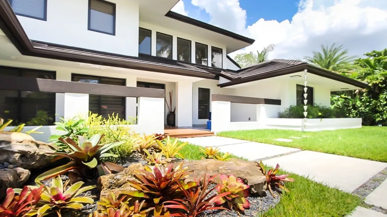 Remodeled two story home with tropical landscaping, Key Biscayne remodeling